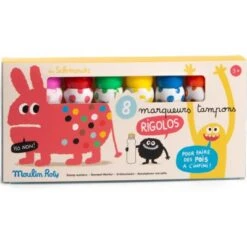 Moulin Roty 8 Marqueurs Tampons Pois Les Schmouks -Moulin Roty 8 marqueurs tampons pois les schmouks 3