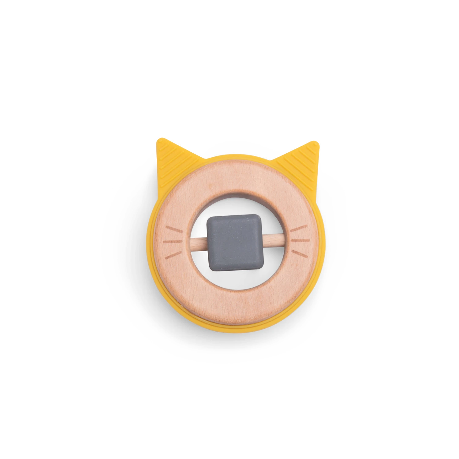 Moulin Roty Hochet Anneau De Dentition Bois Et Silicone Chat – Image 4