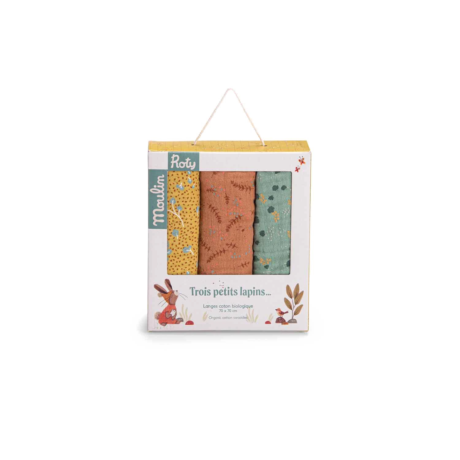 Moulin Roty Set De 3 Langes Imprimés (sauge/argile/ocre) – Image 3