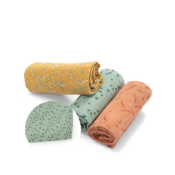 Moulin Roty Set De 3 Langes Imprimés (sauge/argile/ocre)