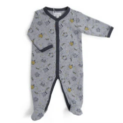 Pyjama En Jersey Gris Chiné 12m MOULIN ROTY Les Moustaches