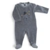 Pyjama En Velours Gris Chat 6m MOULIN ROTY Les Moustaches -Moulin Roty lmo pyjama velours gris tete chat 7