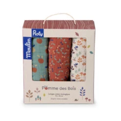 Set De 3 Langes Imprimés MOULIN ROTY Pomme Des Bois -Moulin Roty set de 3 langes imprimes moulin roty pomme des bois 10